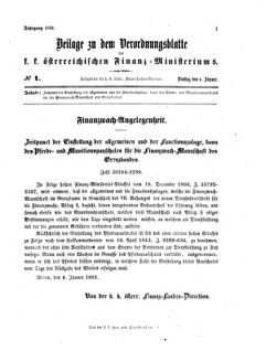 Verordnungsblatt für den Dienstbereich des K.K. Finanzministeriums für die im Reichsrate vertretenen Königreiche und Länder 18610108 Seite: 1