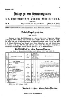 Verordnungsblatt für den Dienstbereich des K.K. Finanzministeriums für die im Reichsrate vertretenen Königreiche und Länder 18610218 Seite: 1