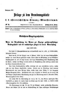 Verordnungsblatt für den Dienstbereich des K.K. Finanzministeriums für die im Reichsrate vertretenen Königreiche und Länder 18610226 Seite: 1