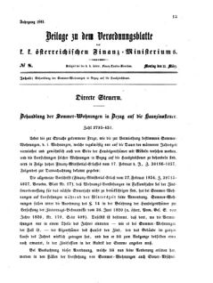 Verordnungsblatt für den Dienstbereich des K.K. Finanzministeriums für die im Reichsrate vertretenen Königreiche und Länder 18610311 Seite: 1