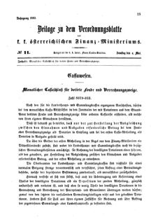 Verordnungsblatt für den Dienstbereich des K.K. Finanzministeriums für die im Reichsrate vertretenen Königreiche und Länder 18610504 Seite: 1