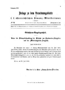 Verordnungsblatt für den Dienstbereich des K.K. Finanzministeriums für die im Reichsrate vertretenen Königreiche und Länder 18620728 Seite: 1