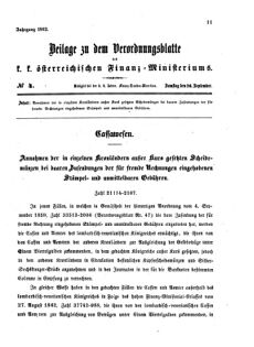 Verordnungsblatt für den Dienstbereich des K.K. Finanzministeriums für die im Reichsrate vertretenen Königreiche und Länder 18620926 Seite: 1