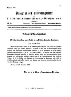 Verordnungsblatt für den Dienstbereich des K.K. Finanzministeriums für die im Reichsrate vertretenen Königreiche und Länder 18621105 Seite: 1