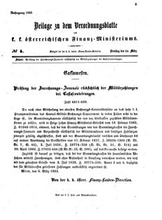 Verordnungsblatt für den Dienstbereich des K.K. Finanzministeriums für die im Reichsrate vertretenen Königreiche und Länder 18630324 Seite: 1