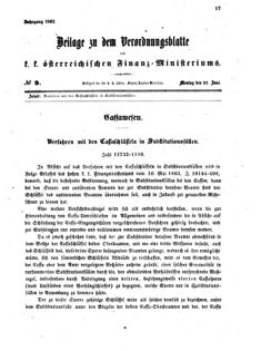 Verordnungsblatt für den Dienstbereich des K.K. Finanzministeriums für die im Reichsrate vertretenen Königreiche und Länder 18630622 Seite: 1