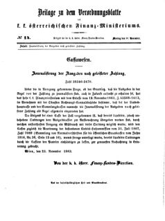 Verordnungsblatt für den Dienstbereich des K.K. Finanzministeriums für die im Reichsrate vertretenen Königreiche und Länder 18631130 Seite: 1