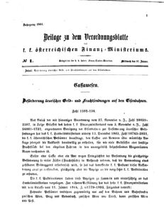 Verordnungsblatt für den Dienstbereich des K.K. Finanzministeriums für die im Reichsrate vertretenen Königreiche und Länder 18640127 Seite: 1