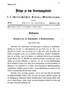 Verordnungsblatt für den Dienstbereich des K.K. Finanzministeriums für die im Reichsrate vertretenen Königreiche und Länder 18640615 Seite: 1