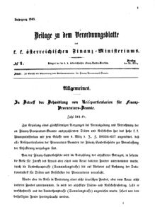 Verordnungsblatt für den Dienstbereich des K.K. Finanzministeriums für die im Reichsrate vertretenen Königreiche und Länder 18650321 Seite: 1