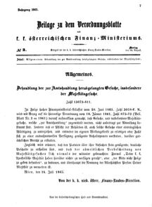 Verordnungsblatt für den Dienstbereich des K.K. Finanzministeriums für die im Reichsrate vertretenen Königreiche und Länder 18650814 Seite: 1