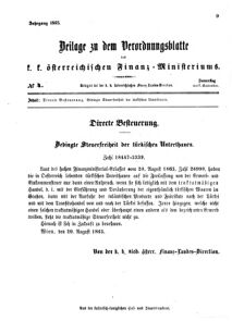 Verordnungsblatt für den Dienstbereich des K.K. Finanzministeriums für die im Reichsrate vertretenen Königreiche und Länder 18650907 Seite: 1