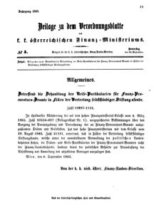 Verordnungsblatt für den Dienstbereich des K.K. Finanzministeriums für die im Reichsrate vertretenen Königreiche und Länder 18650914 Seite: 1