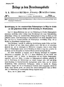 Verordnungsblatt für den Dienstbereich des K.K. Finanzministeriums für die im Reichsrate vertretenen Königreiche und Länder 18680120 Seite: 1