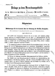 Verordnungsblatt für den Dienstbereich des K.K. Finanzministeriums für die im Reichsrate vertretenen Königreiche und Länder 18680211 Seite: 1