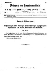 Verordnungsblatt für den Dienstbereich des K.K. Finanzministeriums für die im Reichsrate vertretenen Königreiche und Länder 18681104 Seite: 1