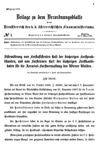 Verordnungsblatt für den Dienstbereich des K.K. Finanzministeriums für die im Reichsrate vertretenen Königreiche und Länder 18690306 Seite: 1