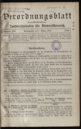 Verordnungsblatt für den Dienstbereich des niederösterreichischen Landesschulrates 19310101 Seite: 1