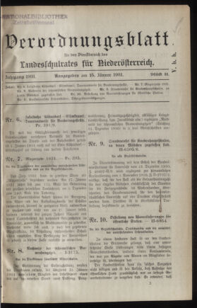 Verordnungsblatt für den Dienstbereich des niederösterreichischen Landesschulrates 19310115 Seite: 1