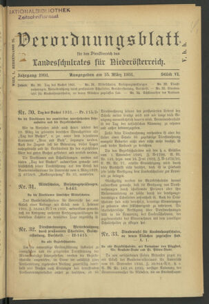 Verordnungsblatt für den Dienstbereich des niederösterreichischen Landesschulrates 19310315 Seite: 1