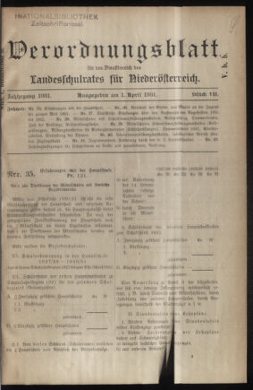 Verordnungsblatt für den Dienstbereich des niederösterreichischen Landesschulrates 19310401 Seite: 1