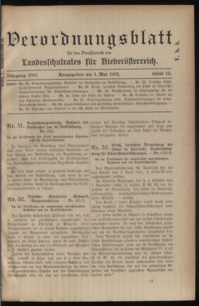 Verordnungsblatt für den Dienstbereich des niederösterreichischen Landesschulrates 19310501 Seite: 1