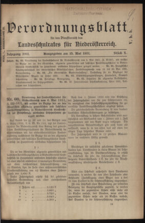 Verordnungsblatt für den Dienstbereich des niederösterreichischen Landesschulrates