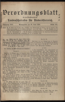 Verordnungsblatt für den Dienstbereich des niederösterreichischen Landesschulrates 19310615 Seite: 1