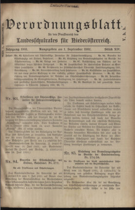 Verordnungsblatt für den Dienstbereich des niederösterreichischen Landesschulrates