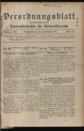 Verordnungsblatt für den Dienstbereich des niederösterreichischen Landesschulrates 19310915 Seite: 1