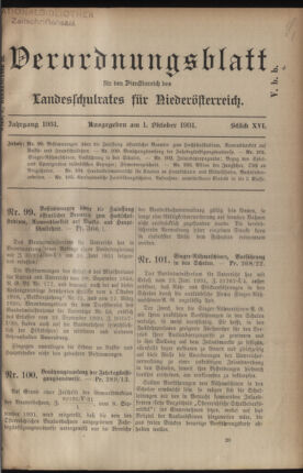 Verordnungsblatt für den Dienstbereich des niederösterreichischen Landesschulrates 19311001 Seite: 1