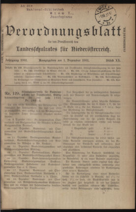 Verordnungsblatt für den Dienstbereich des niederösterreichischen Landesschulrates 19311201 Seite: 1