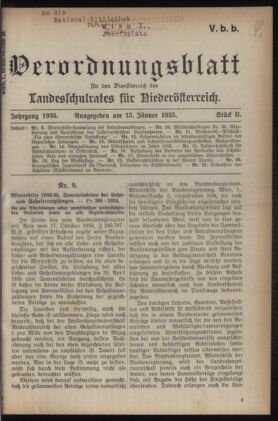 Verordnungsblatt für den Dienstbereich des niederösterreichischen Landesschulrates 19350115 Seite: 1