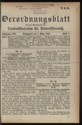 Verordnungsblatt für den Dienstbereich des niederösterreichischen Landesschulrates 19350215 Seite: 9