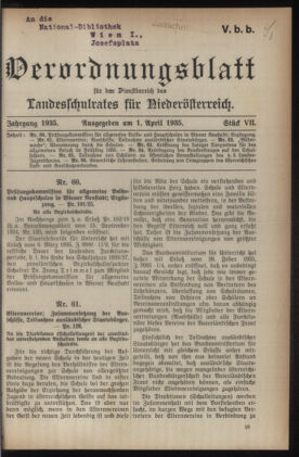 Verordnungsblatt für den Dienstbereich des niederösterreichischen Landesschulrates