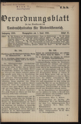 Verordnungsblatt für den Dienstbereich des niederösterreichischen Landesschulrates 19350601 Seite: 1