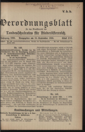 Verordnungsblatt für den Dienstbereich des niederösterreichischen Landesschulrates