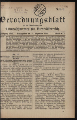 Verordnungsblatt für den Dienstbereich des niederösterreichischen Landesschulrates 19351215 Seite: 1