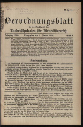 Verordnungsblatt für den Dienstbereich des niederösterreichischen Landesschulrates 19380101 Seite: 1