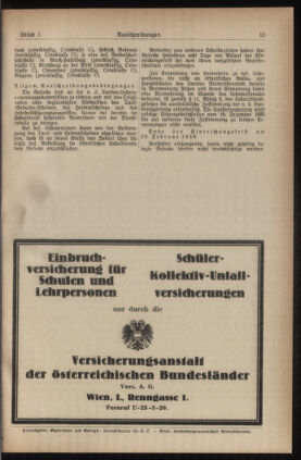 Verordnungsblatt für den Dienstbereich des niederösterreichischen Landesschulrates 19380101 Seite: 11