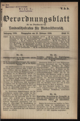 Verordnungsblatt für den Dienstbereich des niederösterreichischen Landesschulrates 19380215 Seite: 1