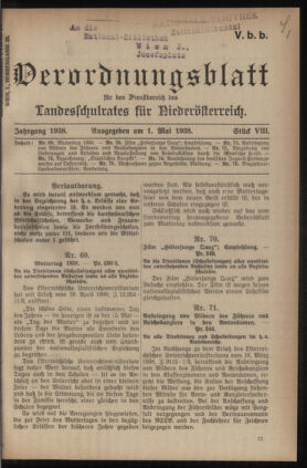 Verordnungsblatt für den Dienstbereich des niederösterreichischen Landesschulrates 19380501 Seite: 1