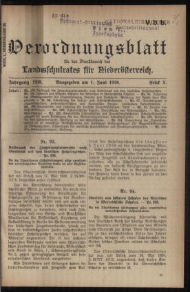 Verordnungsblatt für den Dienstbereich des niederösterreichischen Landesschulrates 19380601 Seite: 1