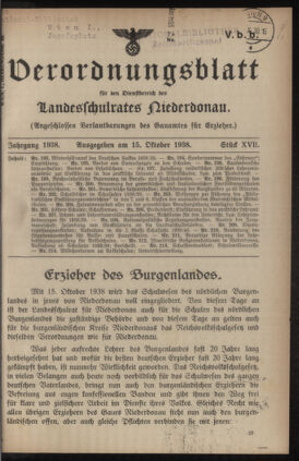 Verordnungsblatt für den Dienstbereich des niederösterreichischen Landesschulrates 19381015 Seite: 1