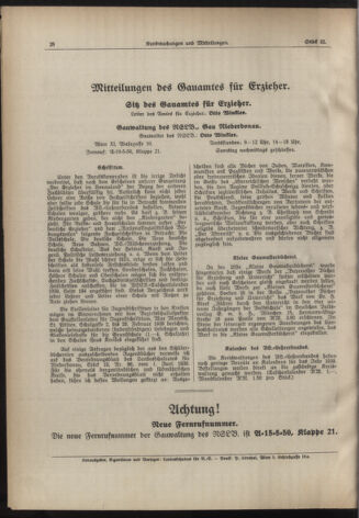 Verordnungsblatt für den Dienstbereich des niederösterreichischen Landesschulrates 19390201 Seite: 8