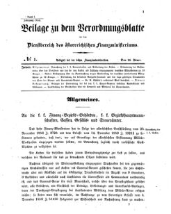 Verordnungsblatt für den Dienstbereich des K.K. Finanzministeriums für die im Reichsrate vertretenen Königreiche und Länder 18540120 Seite: 1