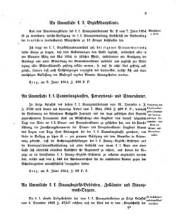 Verordnungsblatt für den Dienstbereich des K.K. Finanzministeriums für die im Reichsrate vertretenen Königreiche und Länder 18540120 Seite: 3