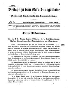 Verordnungsblatt für den Dienstbereich des K.K. Finanzministeriums für die im Reichsrate vertretenen Königreiche und Länder 18540201 Seite: 1