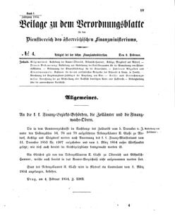 Verordnungsblatt für den Dienstbereich des K.K. Finanzministeriums für die im Reichsrate vertretenen Königreiche und Länder 18540209 Seite: 1