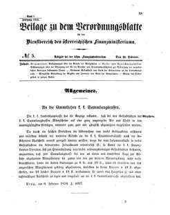 Verordnungsblatt für den Dienstbereich des K.K. Finanzministeriums für die im Reichsrate vertretenen Königreiche und Länder 18540220 Seite: 1